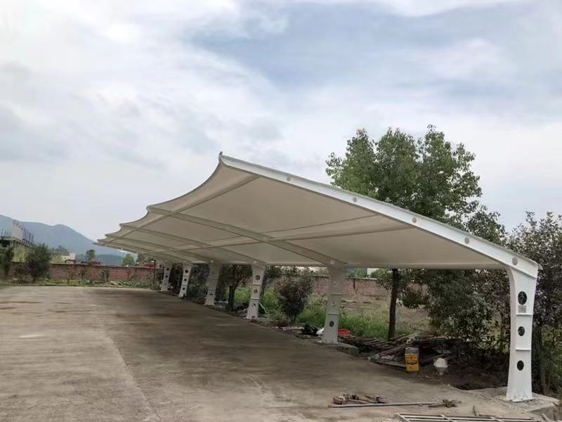 盐城市小区改造停车棚工程，膜结构非机动车棚定制厂家-2